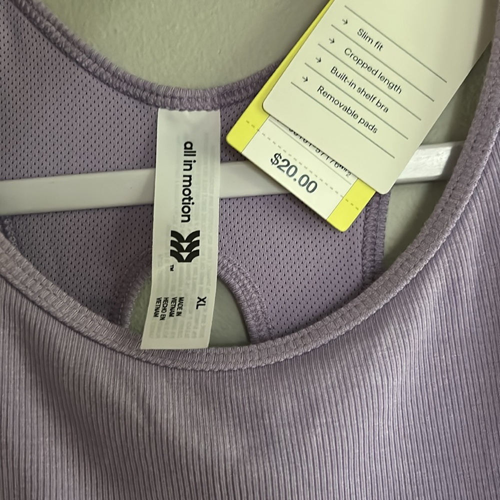 All in motion Lavender workout bra/tank - Picture 2 of 3